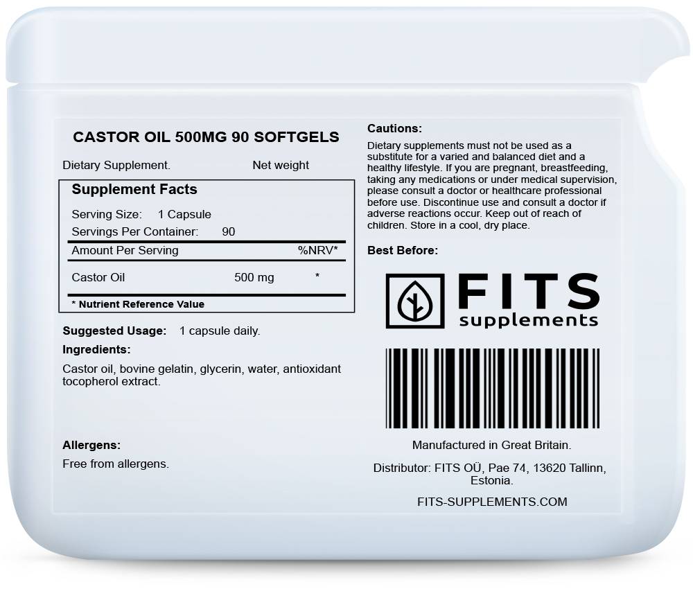 Castor Oil 500mg 90 Kapseln