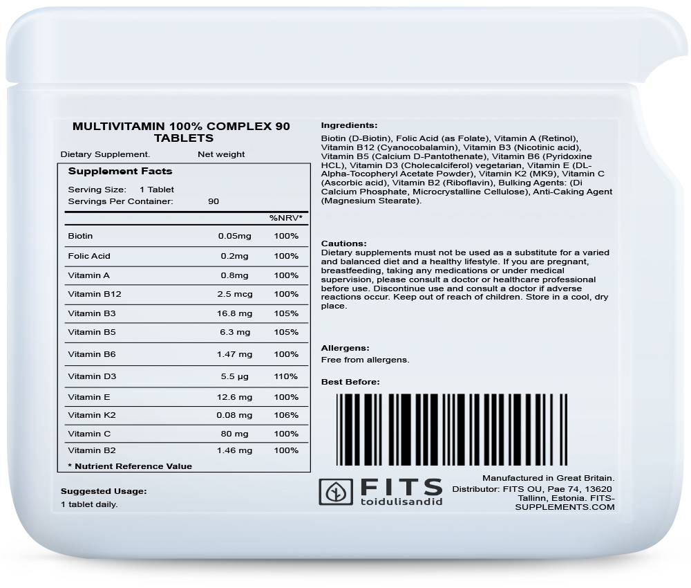 Multivitamin 100% Complex 90 Tabletten