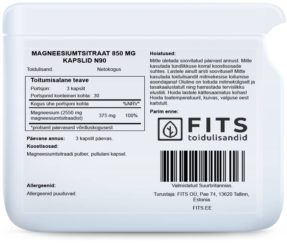 Magnesiumcitrat 850 mg 90 Kapseln
