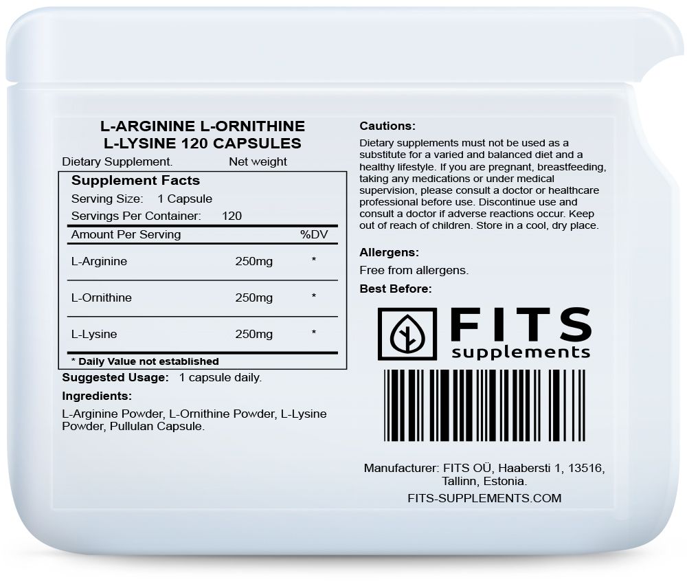 L-Arginine L-Ornithine L-Lysine 120 capsules