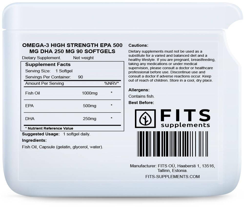 Omega-3 hochdosiertes EPA 500 mg DHA 250 mg 90 Weichkapseln