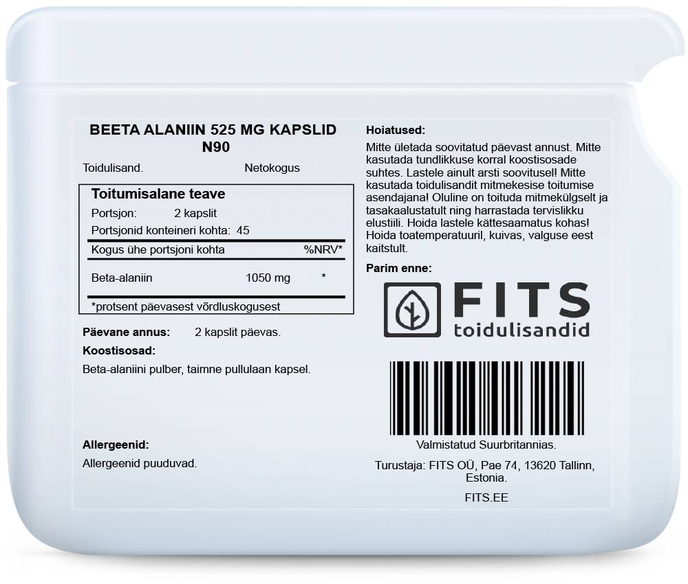 Beta Alanin 525 mg 90 Kapseln