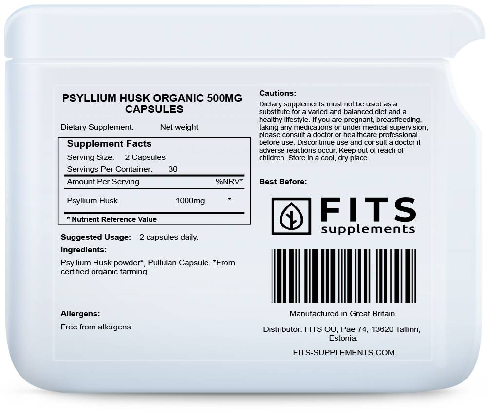 Flohsamenschalen Bio 500 mg Kapseln
