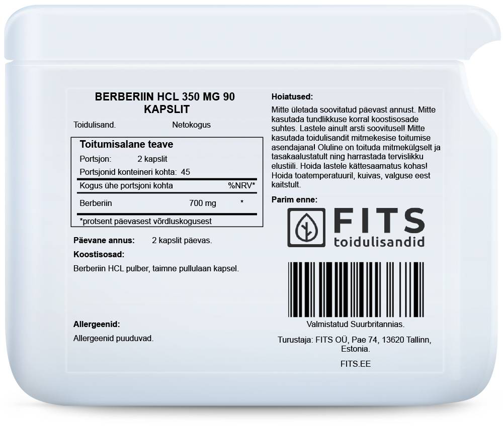 Berberine HCL 350mg 90 Kapseln