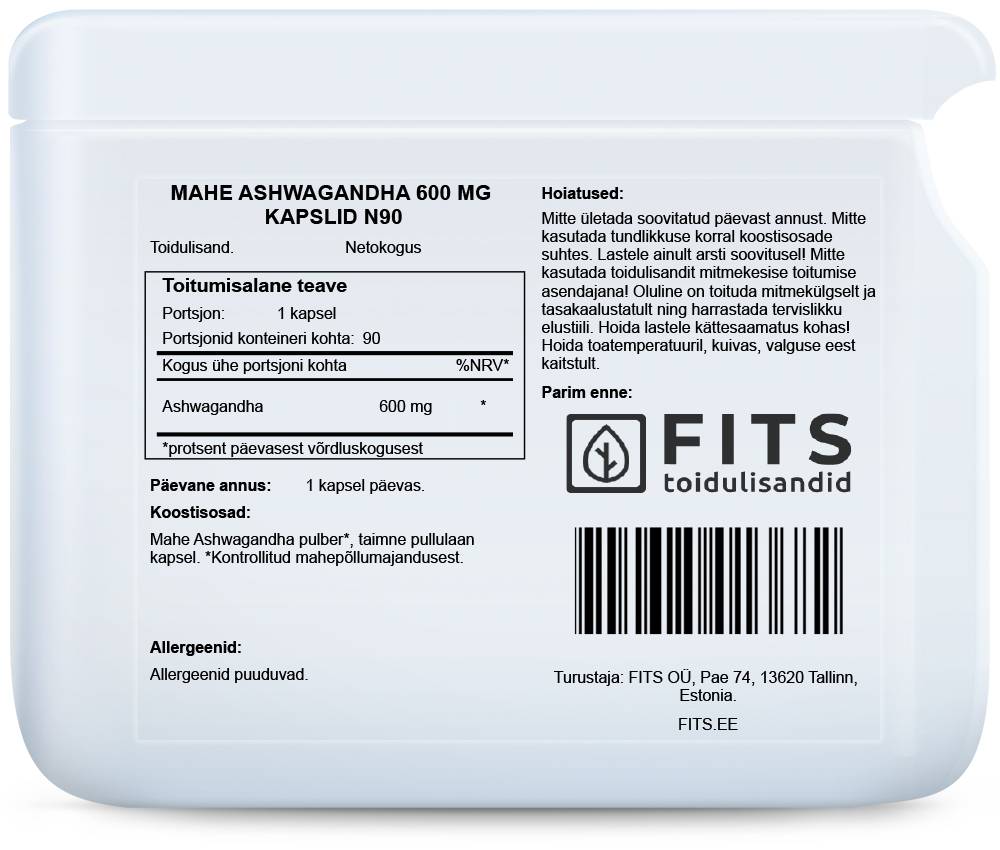 Bio-Ashwagandha 600mg 90 Kapseln