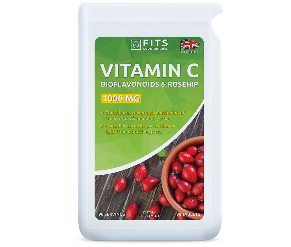 Vitamin C 1000 mg mit Hagebutte und Bioflavonoiden 90 Tabletten