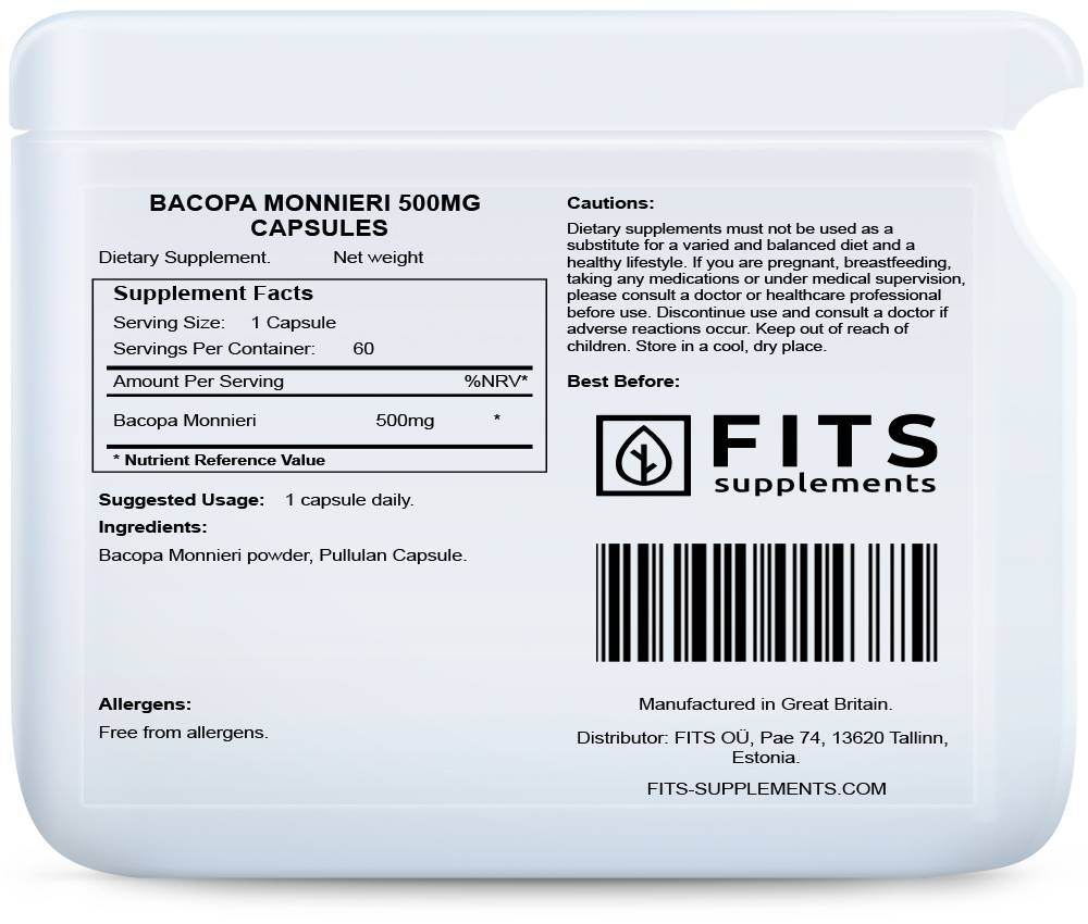 Bacopa Monnieri 500 mg Kapseln
