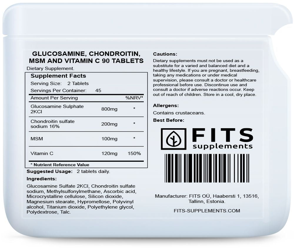 Glucosamine, Chondroitin, MSM and Vitamin C 90 Tabletten