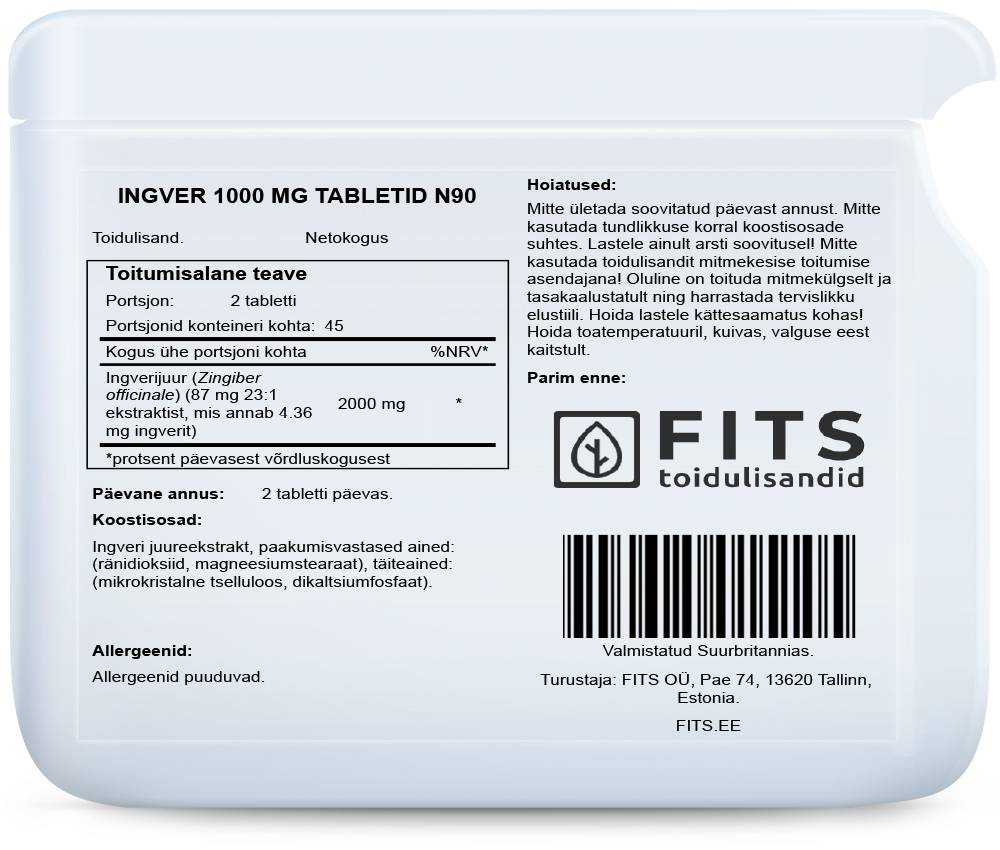 Ingwer 1000 mg 90 Tabletten