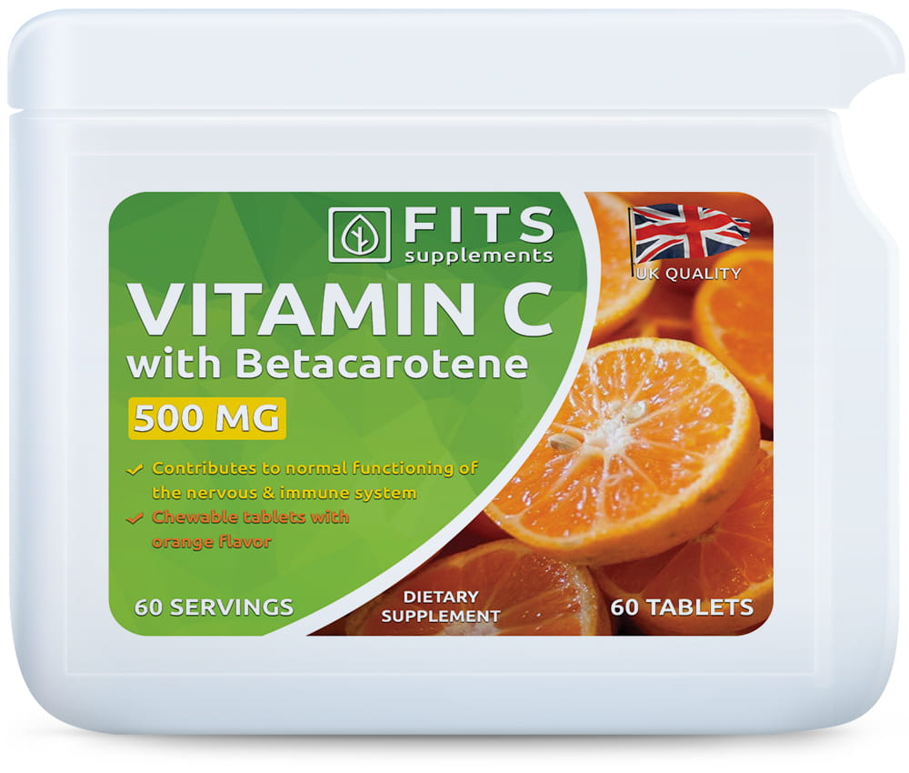 Vitamin C 500mg mit Orange und Beta-Carotin Kautabletten
