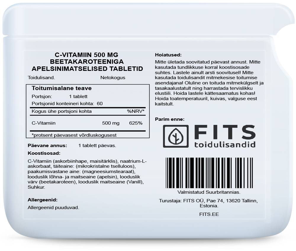 Vitamin C 500mg mit Orange und Beta-Carotin Kautabletten