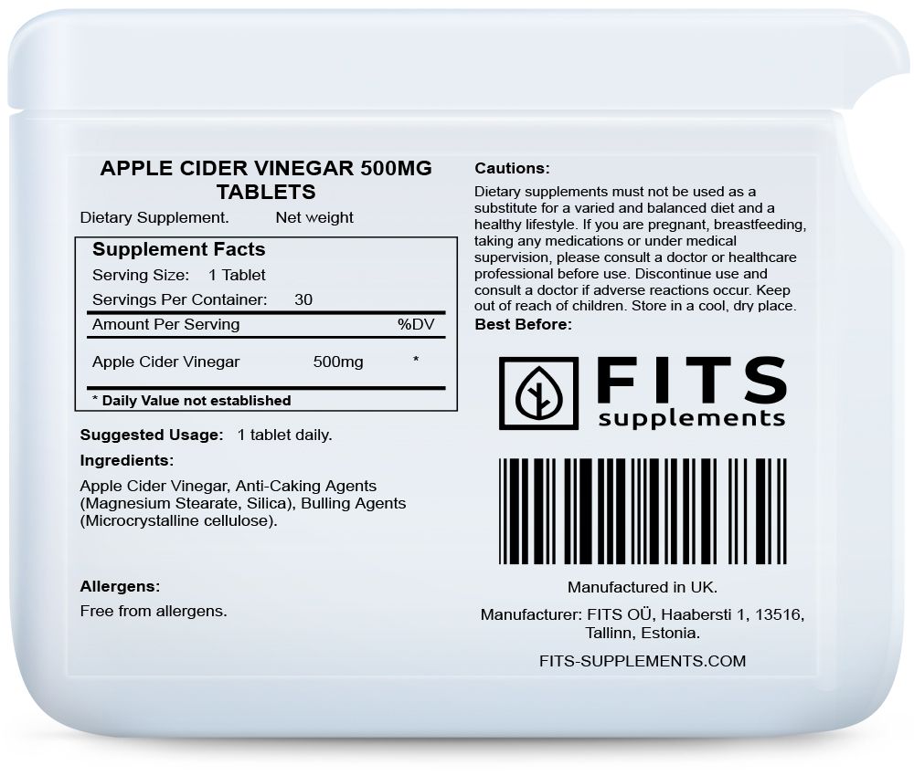 Apple Cider Vinegar 500mg 30 tablets
