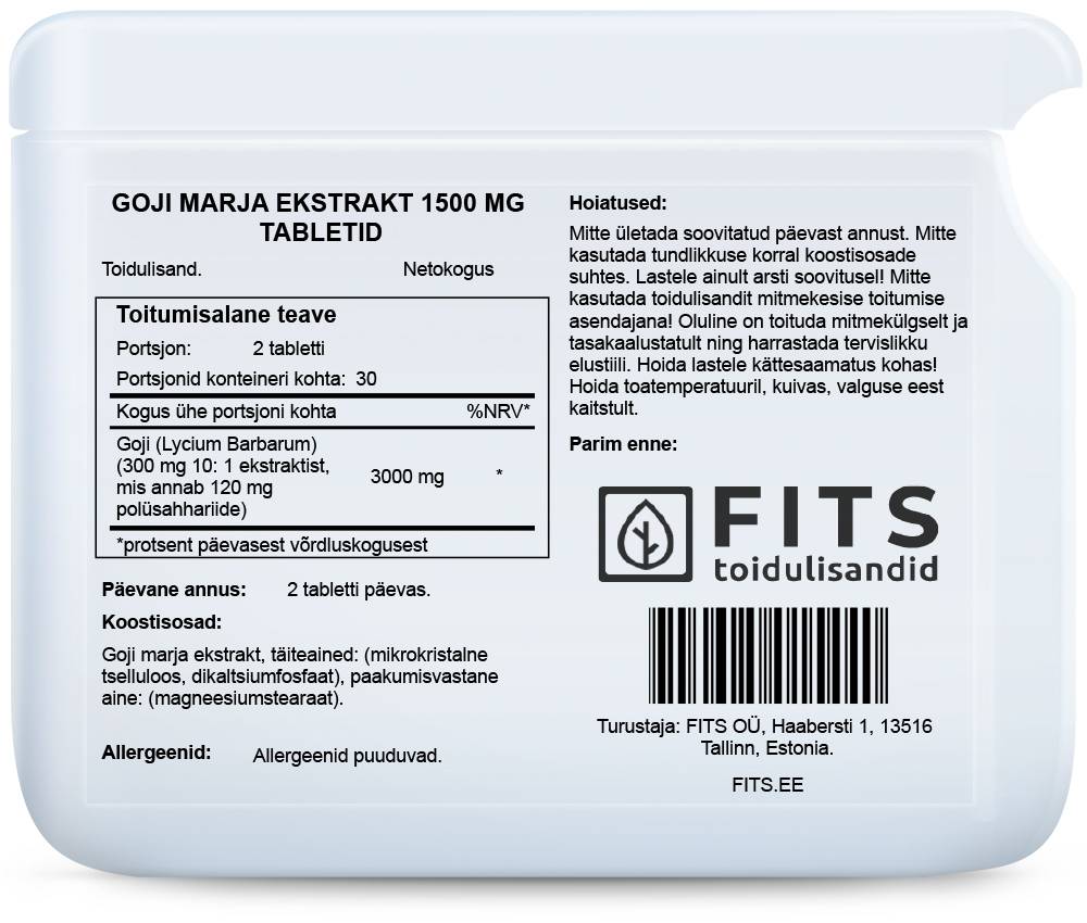 Goji-Beere 1500 mg Tabletten