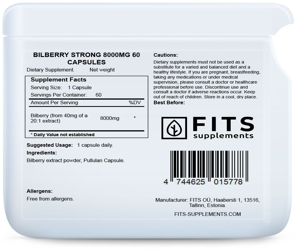 Bilberry Strong 8000mg 60 Kapseln