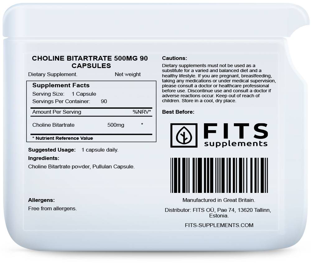 Choline Bitartrate 500 mg Kapseln N90