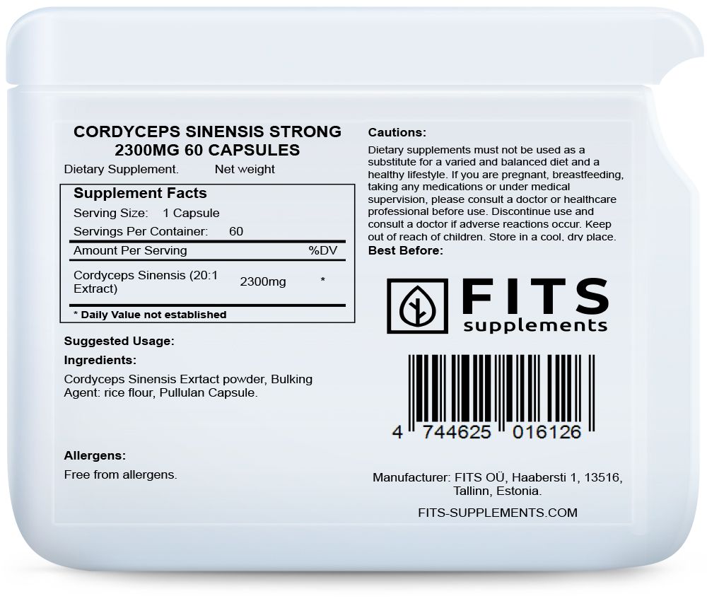 Cordyceps Sinensis Strong 2300mg 60 capsules