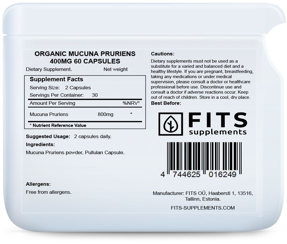 Organic Mucuna Pruriens 400mg Kapseln