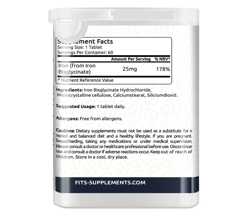 Eisen Bisglycinat 25mg 60 Tabletten