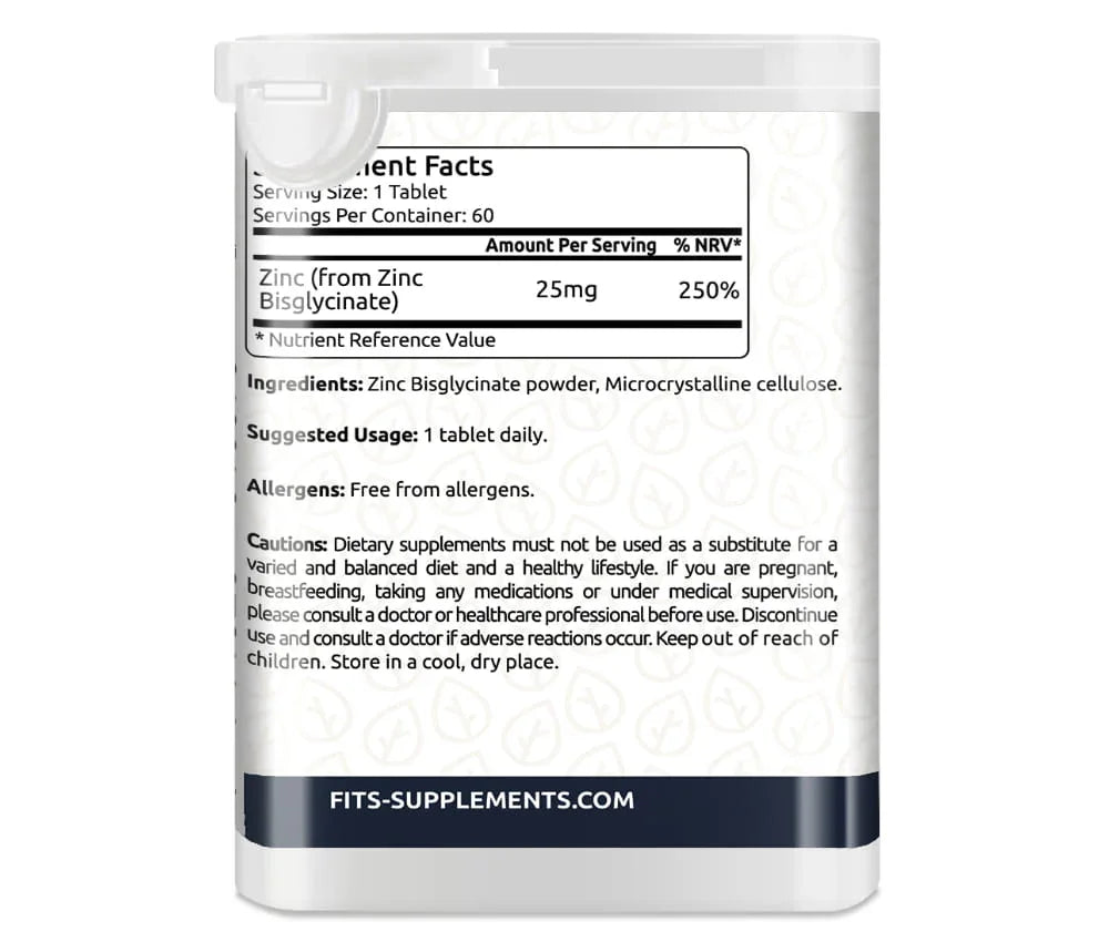 Zink Bisglycinat 25mg 60 Tabletten