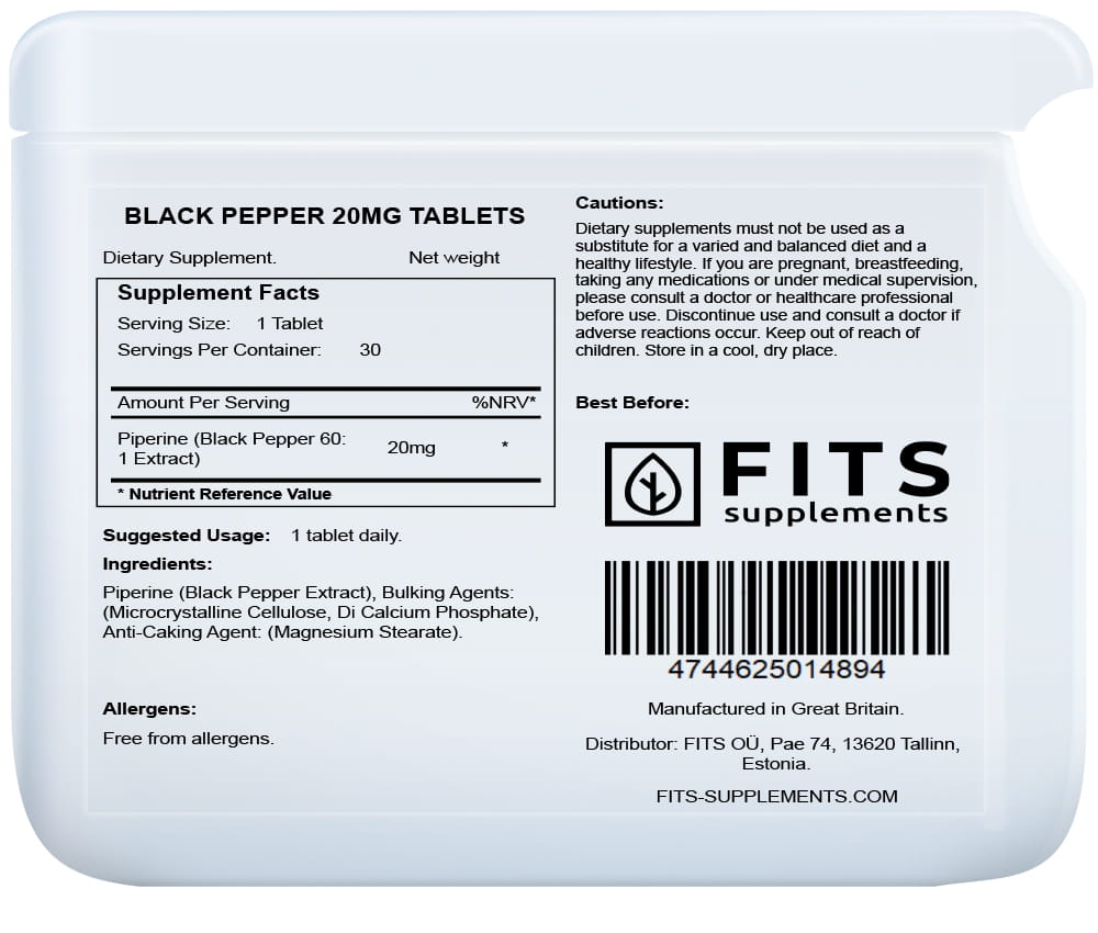 Schwarzer Pfeffer 20mg Tabletten