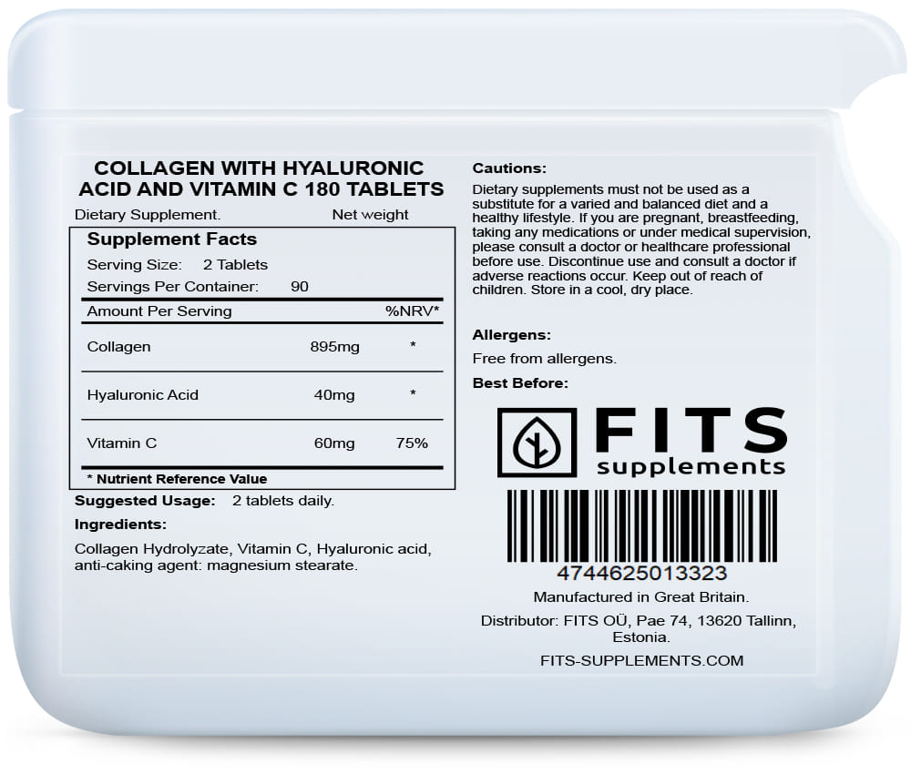 Kollagen mit Hyaluronsäure und Vitamin C 180 Tabletten