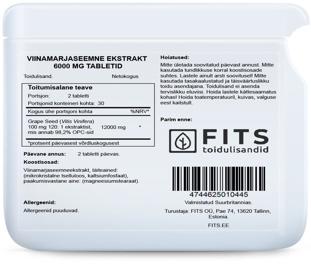 Traubenkernextrakt 6000 mg Tabletten