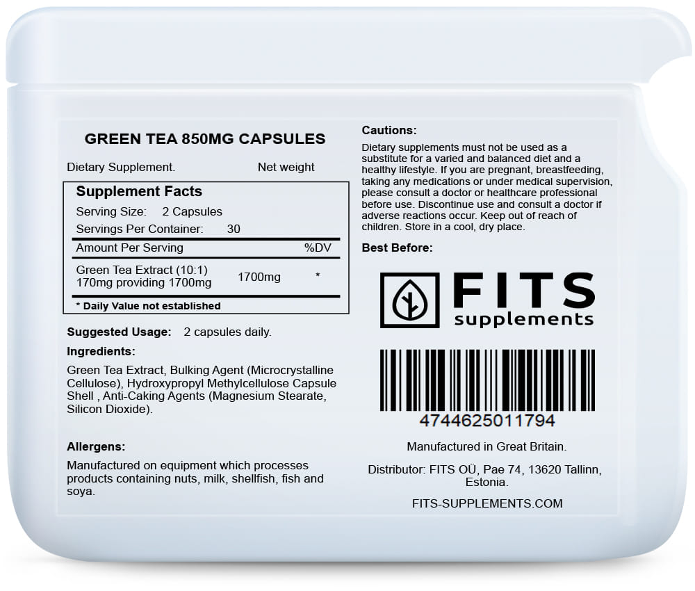 Grüner Tee 850 mg Kapseln