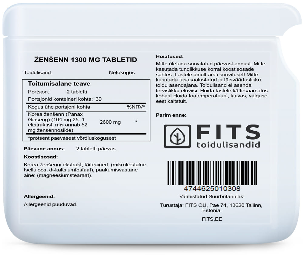 Koreanischer Ginseng 1300 mg Tabletten