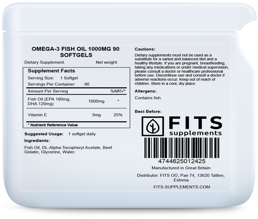 Omega-3-Fischöl 1000 mg 90 Weichkapseln