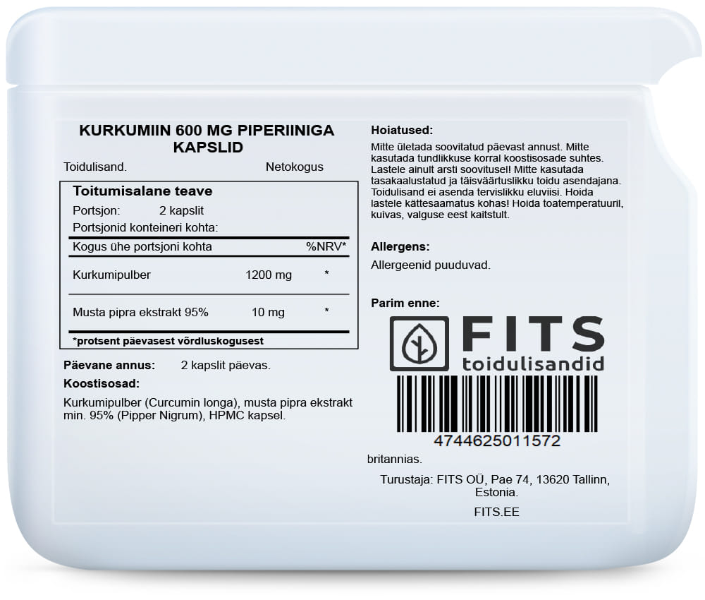 Kurkuma 600 mg mit Piperin Kapseln