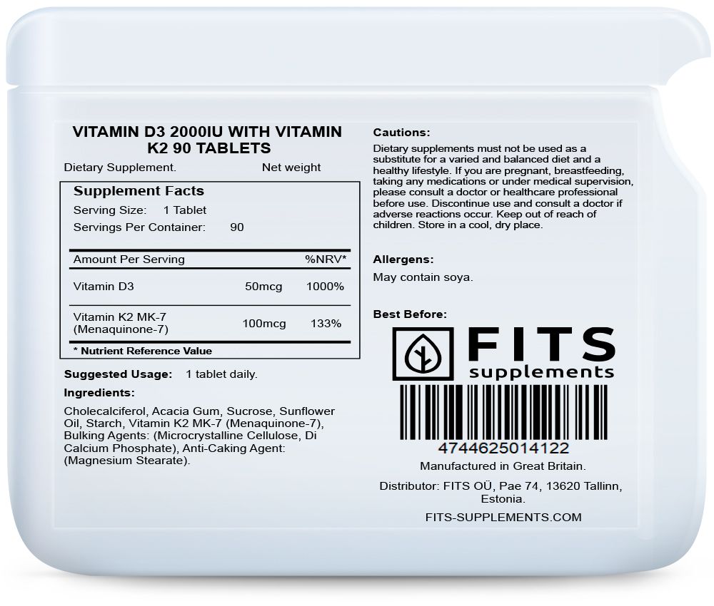 Vitamin D3 2000 IE mit Vitamin K2 90 Tabletten