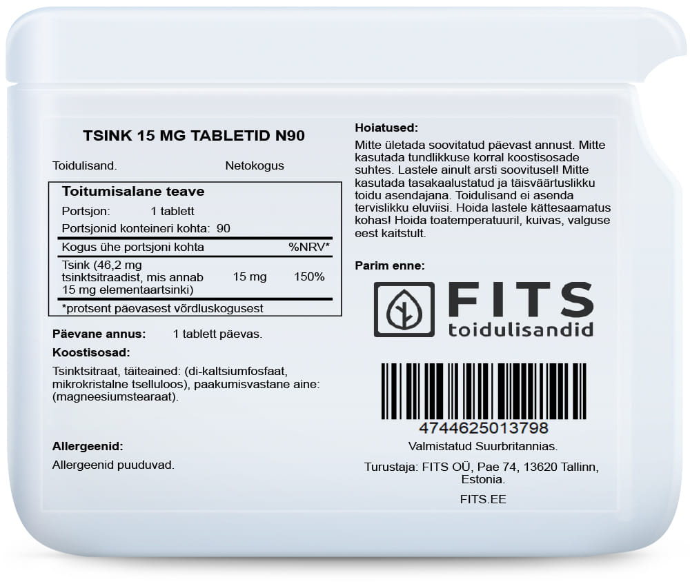 Zink 15mg 90 Tabletten